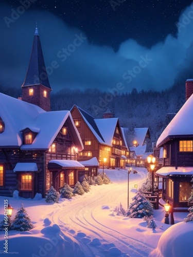 Village winter christmas