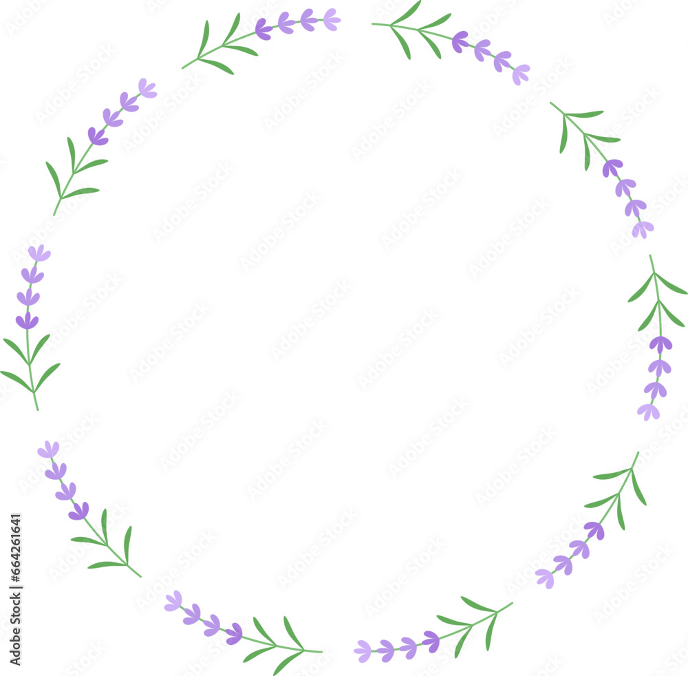 violet lavender flowers round frame