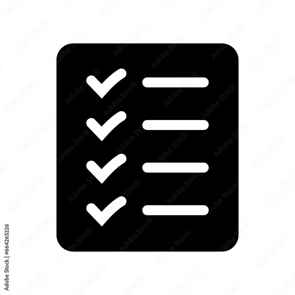 List icon, Site menu symbol, Checklist icon solid style, glyph flat icon. Vector design element. List icon, Site menu symbol, Checklist icon solid style, glyph flat icon. Vector design element.