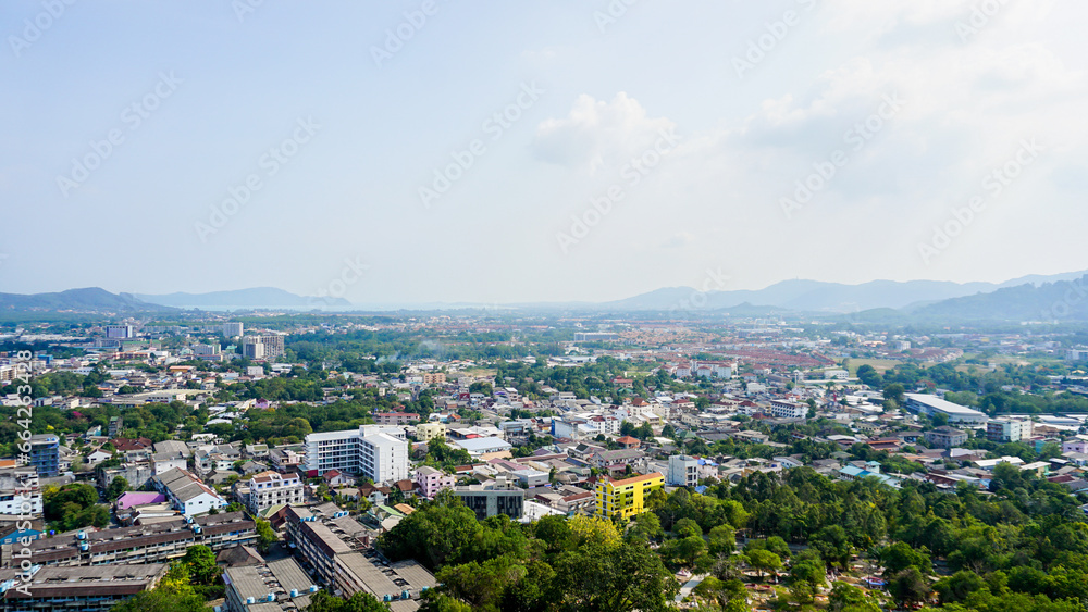 Viewpoint at the hilltop of Khao Rang see view cityscape of Phuket Island Phuket Thailand
