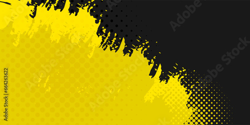 Abstract Geometric Yellow Round Grunge Texture In Black Background modern