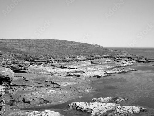 Cliffs and hills at the Atlantic ocean, rocks canyon, beauty in nature. Vacation travel to Ireland background