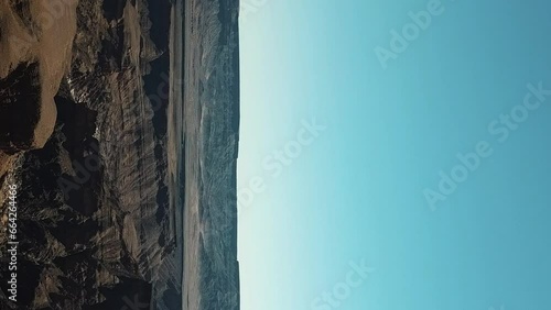 Aerial Vertical Shot Fish River Canyon in Namibia, Africa. Landscape of the the Largest Canyon in Africa. Worlds Second Biggest Canyon 161 km Long, 27 km Wide and up to 550m Deep. Aerial Drone Shot. photo