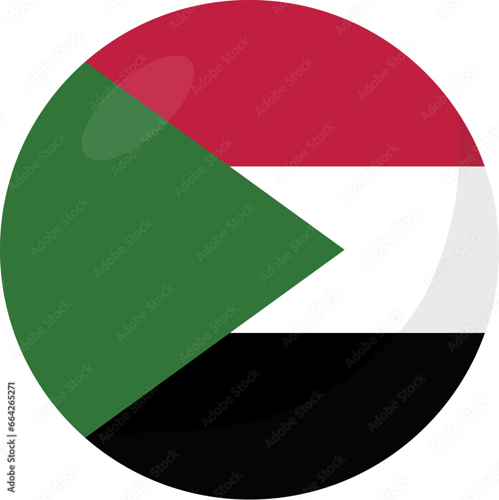 Sudan flag circle 3D cartoon style. Sudan flag circle 3D cartoon style.