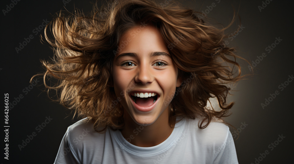 portrait of a female student laughing cheering portrait of a female student laughing cheering