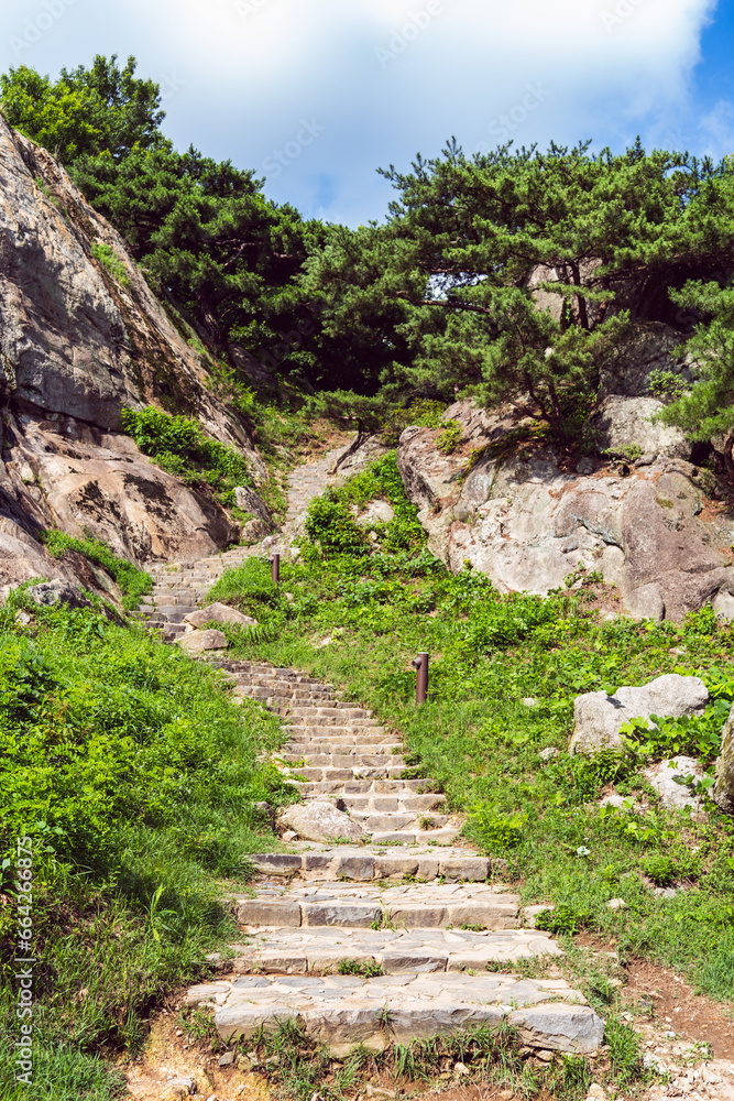 Stone stairway to mountain-top