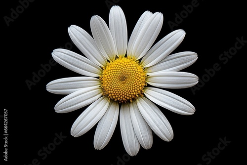 Common daisy isolated on black  background.