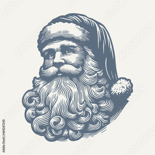 Portait of santa. Vintage woodcut engraving style vector illustration.