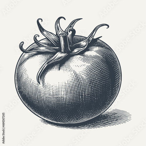 Tomato. Vintage woodcut engraving style vector illustration.