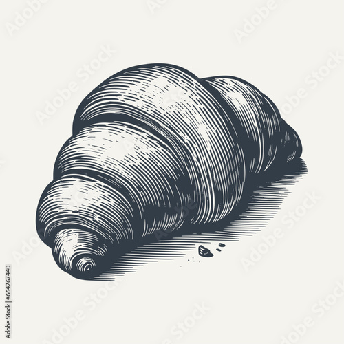 Croissant. Vintage woodcut engraving style vector illustration.