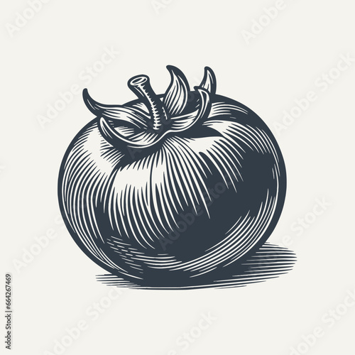 Tomato. Vintage woodcut engraving style vector illustration.
