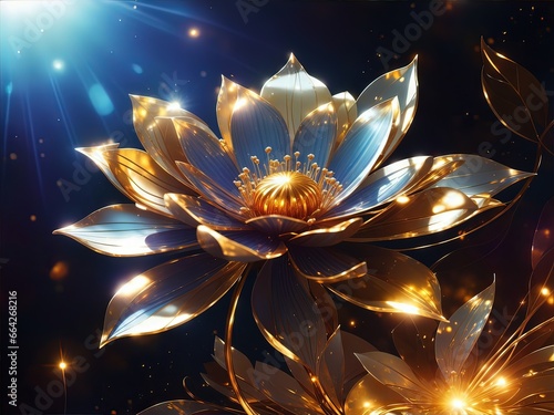 Sparkling background with golden flower