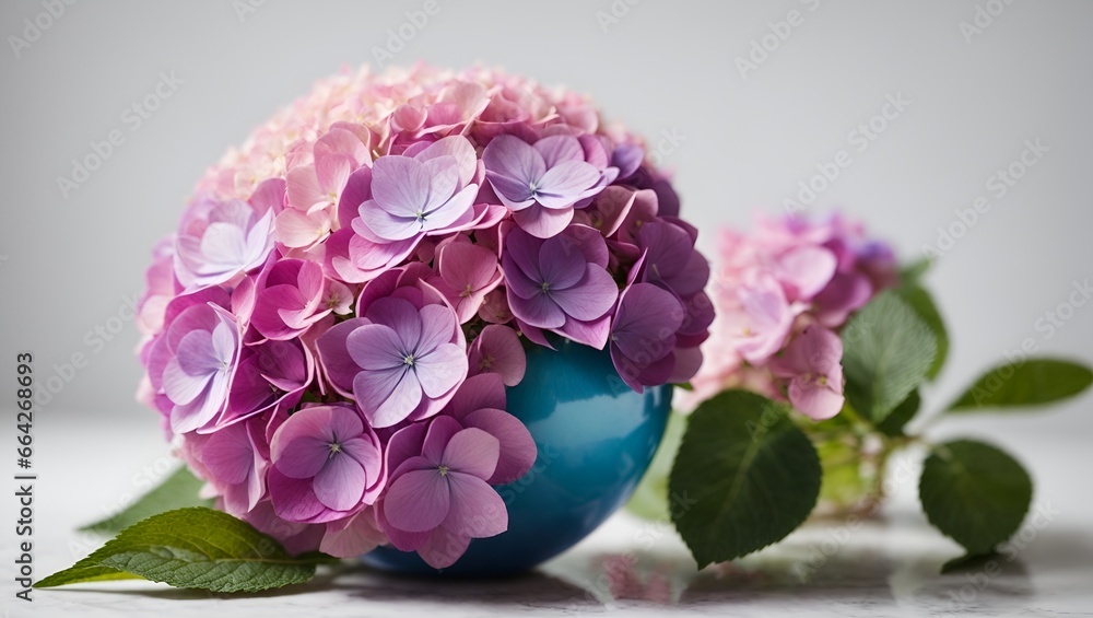 Fototapeta premium A hydrangea flower, with its compact petals forming a stunning sphere