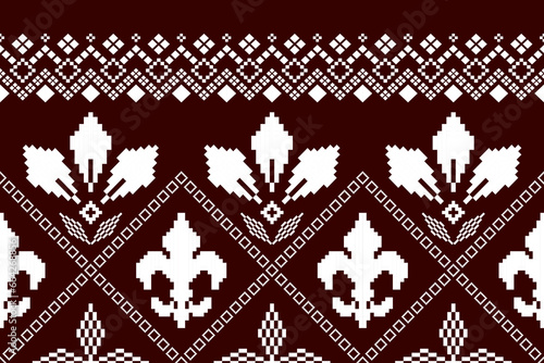 Red Cross stitch colorful geometric traditional ethnic pattern Ikat seamless pattern abstract design for fabric print cloth dress carpet curtains and sarong Aztec African Indian Indonesian