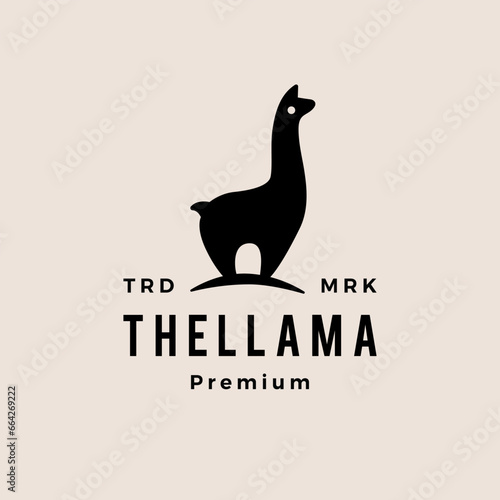 llama logo hipster vintage vector icon illustration