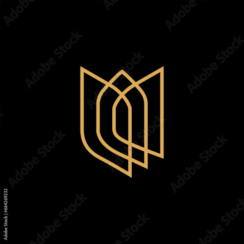 gold tulip logo line outline monoline vector icon illustration