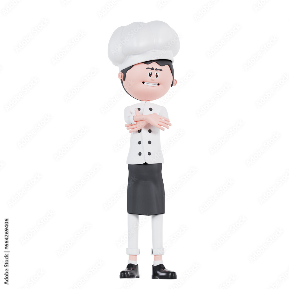 3d chef cross the hand illustration