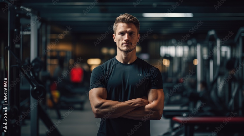 Muscle Man in the Gym. Fictional characters created by Generated AI. Muscle Man in the Gym. Fictional characters created by Generated AI.