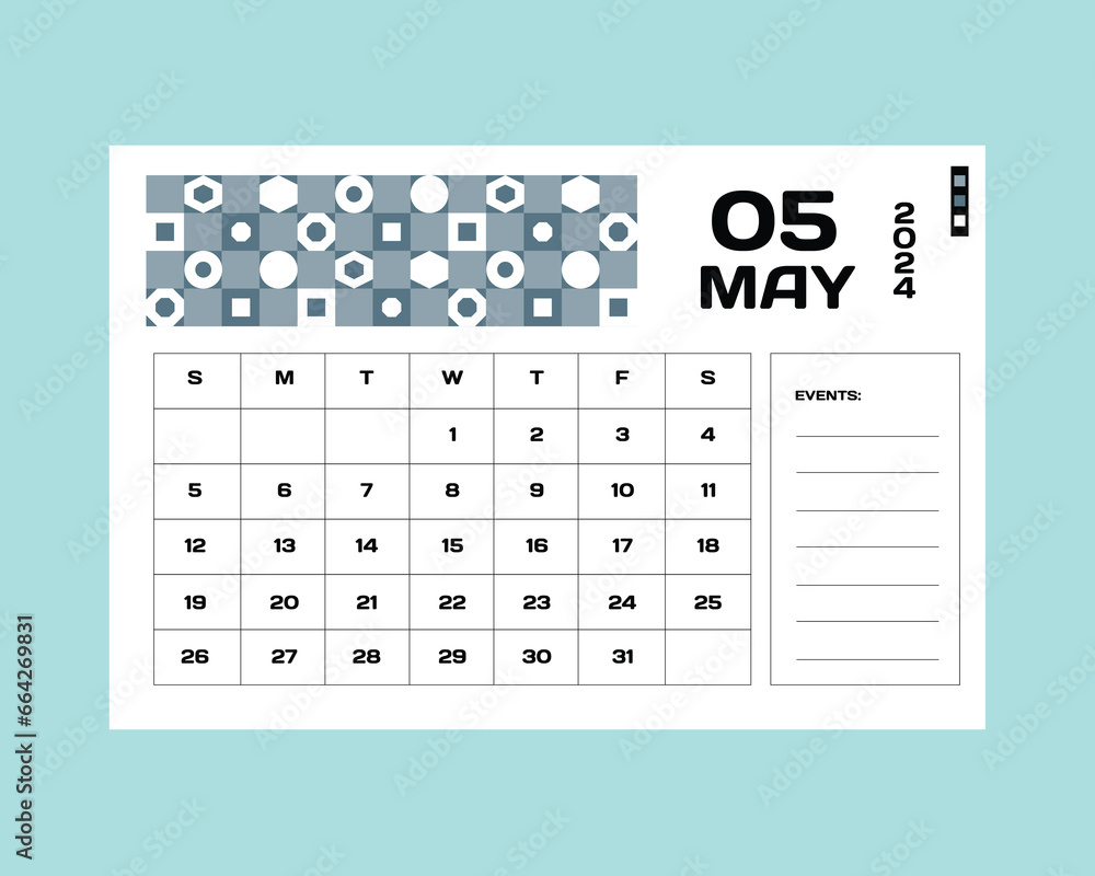 May monthly calendar 2024 template design May monthly calendar 2024 template design