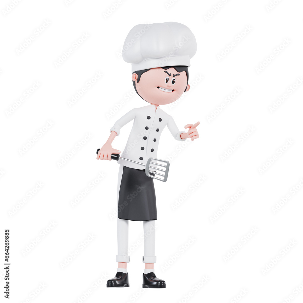 3d cartoon chef angry pose and standing 3d cartoon chef angry pose and standing