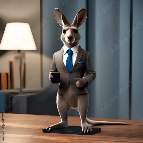 A business-savvy kangaroo in a power suit, delivering a motivational speech3 photo