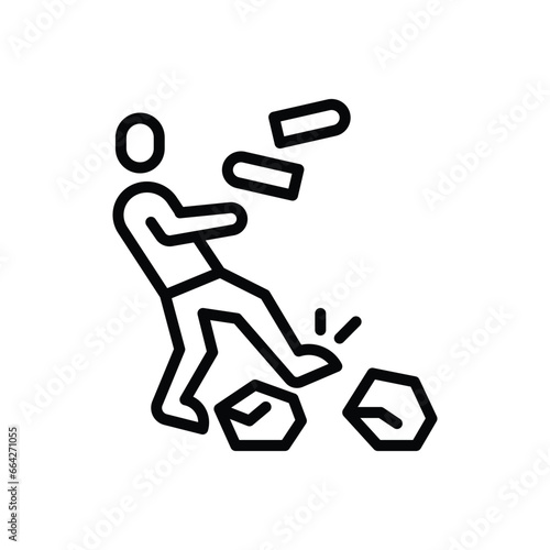 Black line icon for careful 