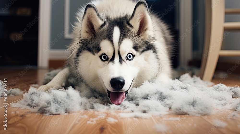 Annual shedding of pets coats during the molt Grooming the undercoat of