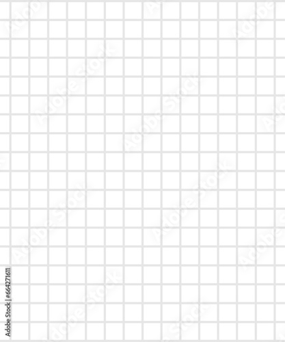 White blank checkered sheet. Leaf from a school notebook, notepad. Vector