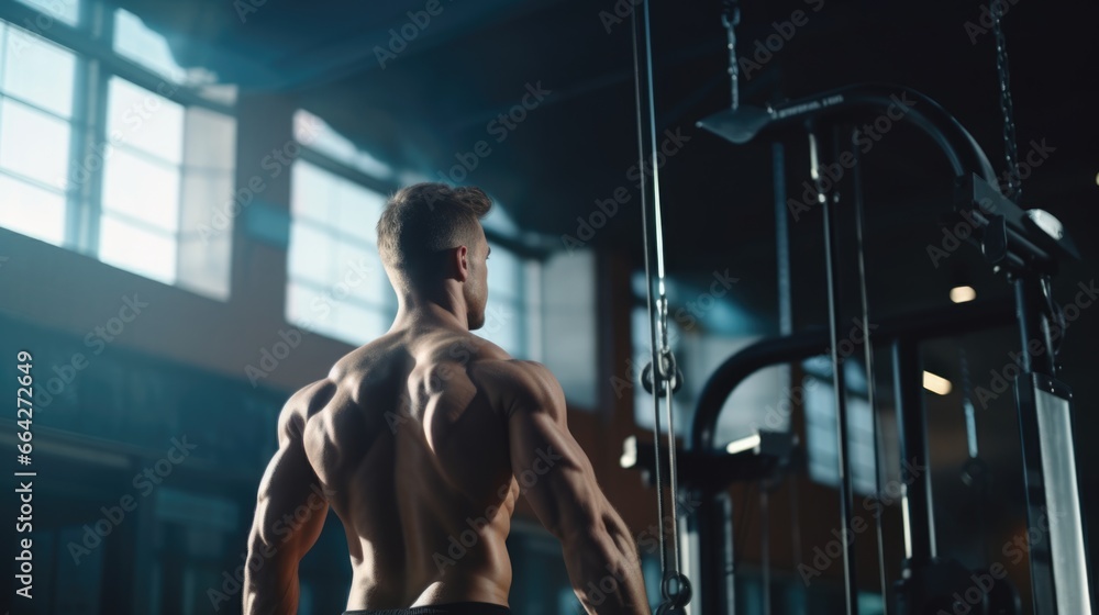 A Strong and Muscular Man in a Gym. Fictional characters created by Generated AI. A Strong and Muscular Man in a Gym. Fictional characters created by Generated AI.