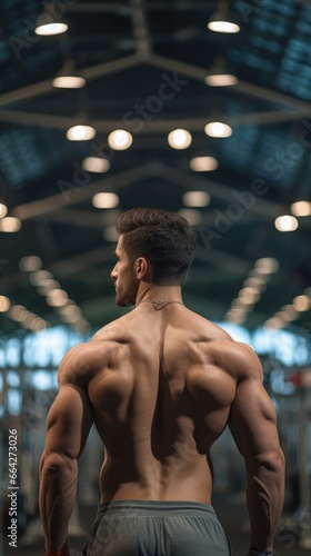 A Man's Back, Muscular and Defined. Fictional characters created by Generated AI.