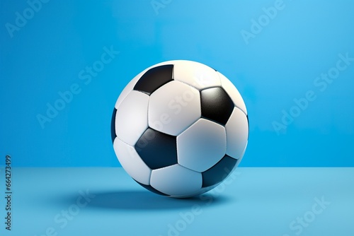 soccer ball on light blue background.