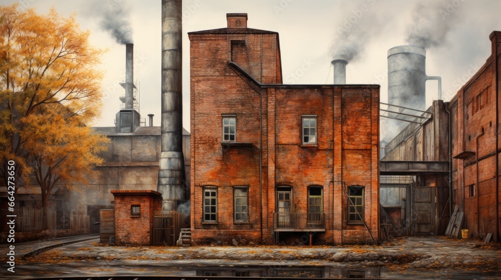 Abandoned Swedish steel mill with brick building and blast furnace Abandoned Swedish steel mill with brick building and blast furnace