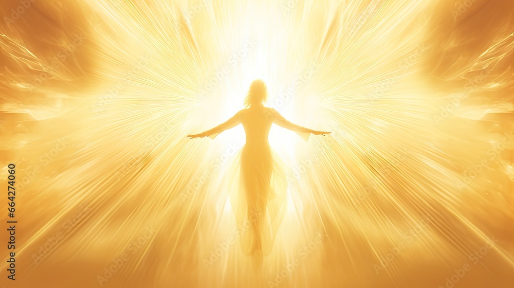 Connect with your spiritual goddess through a white silhouette against a golden backdrop