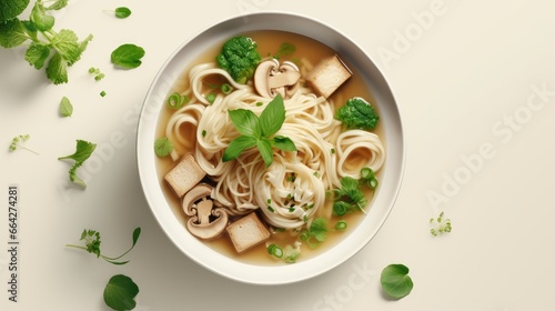 Asian top view of vegan noo...