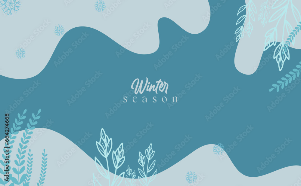 Winter watercolor background. Hand drawn fir tree branches and leaves. Delicate blue tones. Botanical design for wallpaper, poster, web, postcard, cover, congratulations. Horizontal orientation Winter watercolor background. Hand drawn fir tree branches and leaves. Delicate blue tones. Botanical design for wallpaper, poster, web, postcard, cover, congratulations. Horizontal orientation