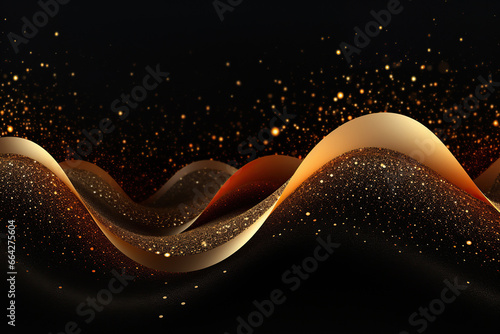 Abstract golden wave on black background. Vector illustration for your design. 