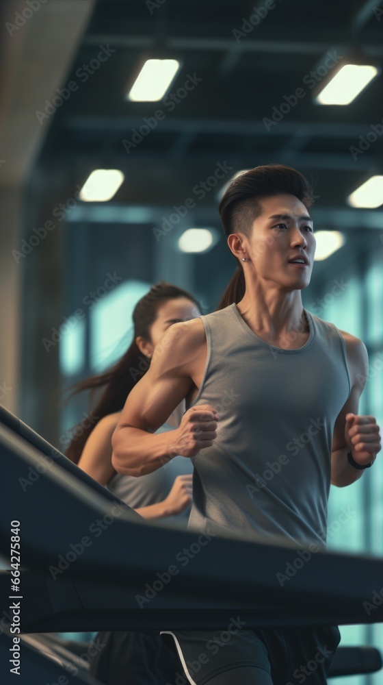 Man Working Out in the Gym. Fictional characters created by Generated AI.