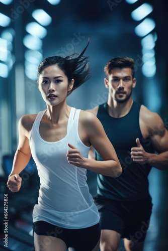 Fitness Model Couple - Healthy Living and Exercise. Fictional characters created by Generated AI.