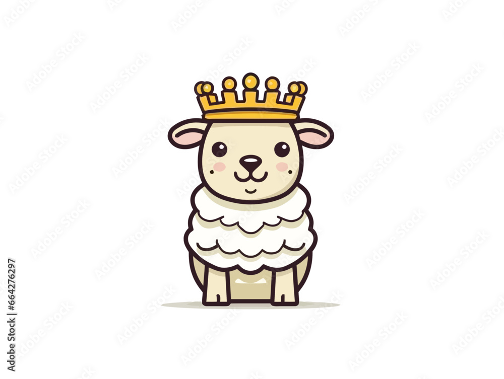 Doodle Crowned lamb, cartoon sticker, sketch, vector, Illustration, minimalistic Doodle Crowned lamb, cartoon sticker, sketch, vector, Illustration, minimalistic