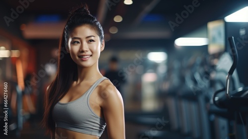 Fit and healthy woman at gym. Fictional characters created by Generated AI.