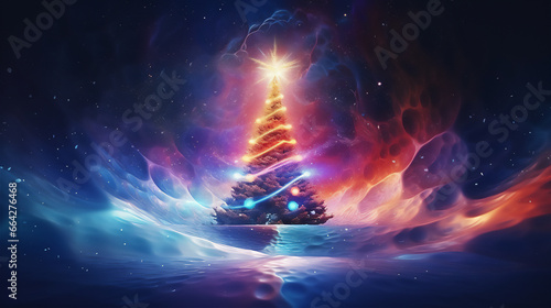 Christmas Tree Abstract fantasy festive style background in 3d illustration. Ai generative.