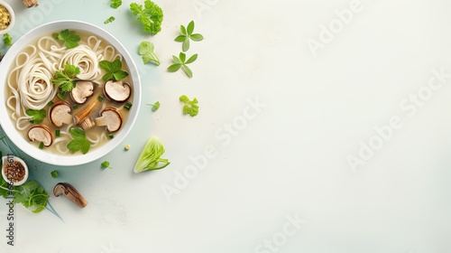 Asian top view of vegan noo...