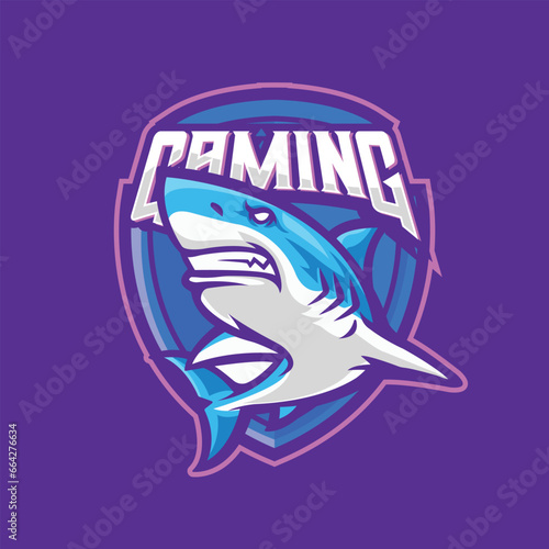 Vector shark mascot logo templates for sports and gaming team isolated 