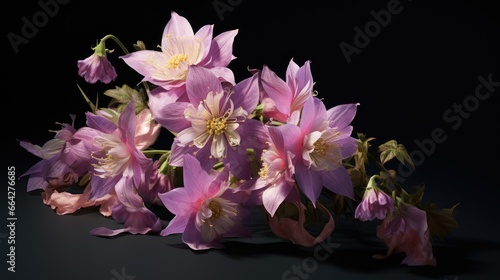 Aquilegia flowers with dark background Wallpaper with aquilegia