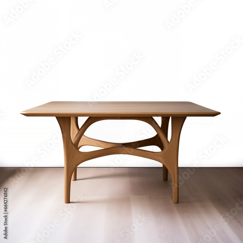 Oak table on white background
