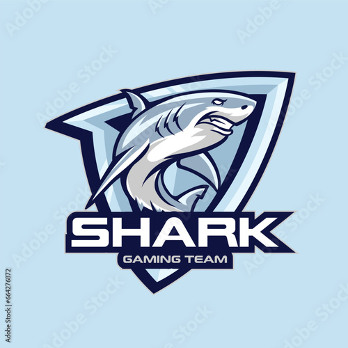 Vector shark mascot logo templates for sports and gaming team isolated 