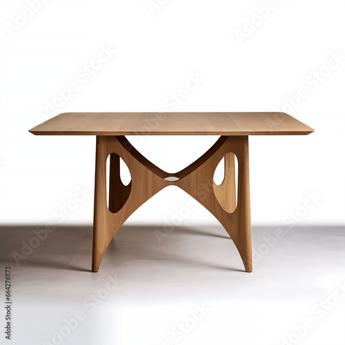 Oak table on white background