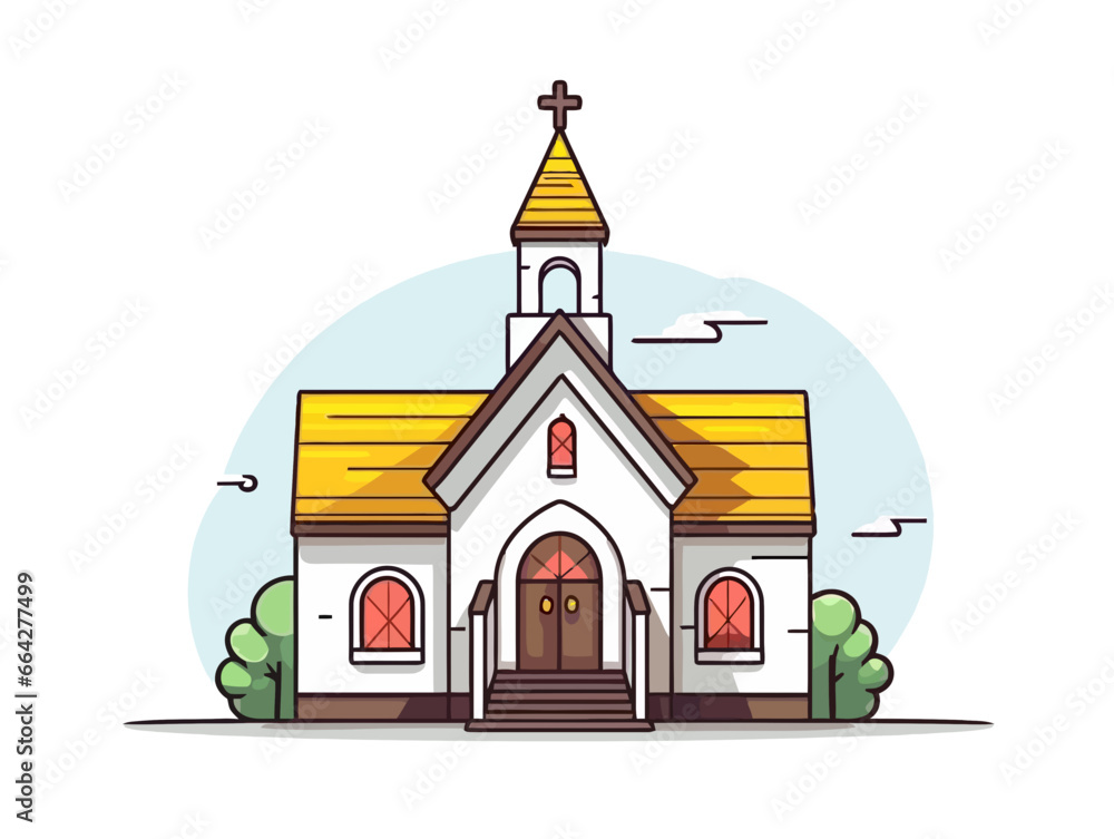 Doodle Church building, cartoon sticker, sketch, vector, Illustration, minimalistic Doodle Church building, cartoon sticker, sketch, vector, Illustration, minimalistic