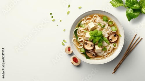 Asian top view of vegan noo...
