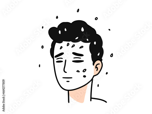 Doodle Person with ashes on forehead, cartoon sticker, sketch, vector, Illustration, minimalistic